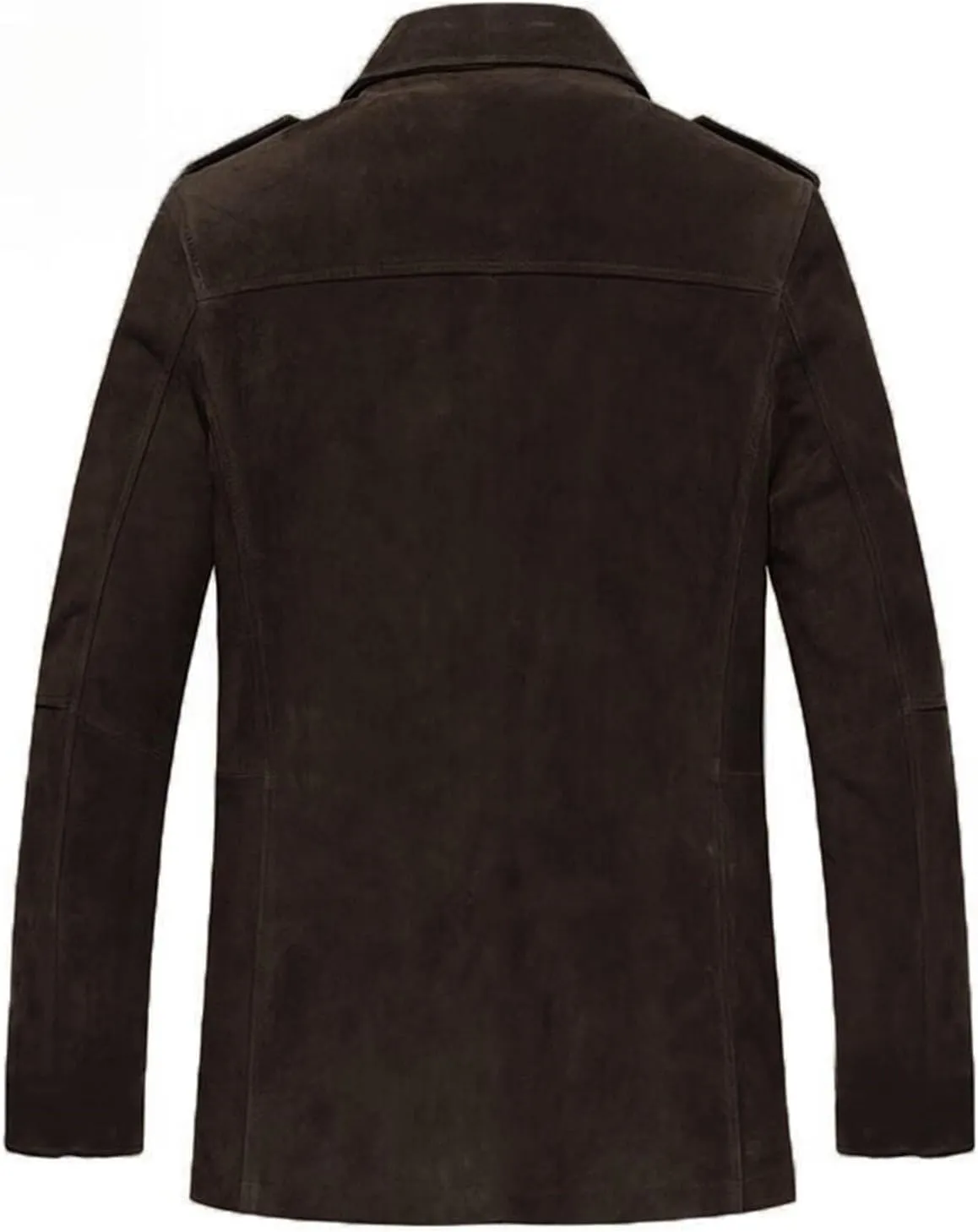 Mens Faux Suede Trench Coats Heavyweight Sherpa Lined Single Breasted Warm Pea Coats Sheepskin Winter Bomber Jackets