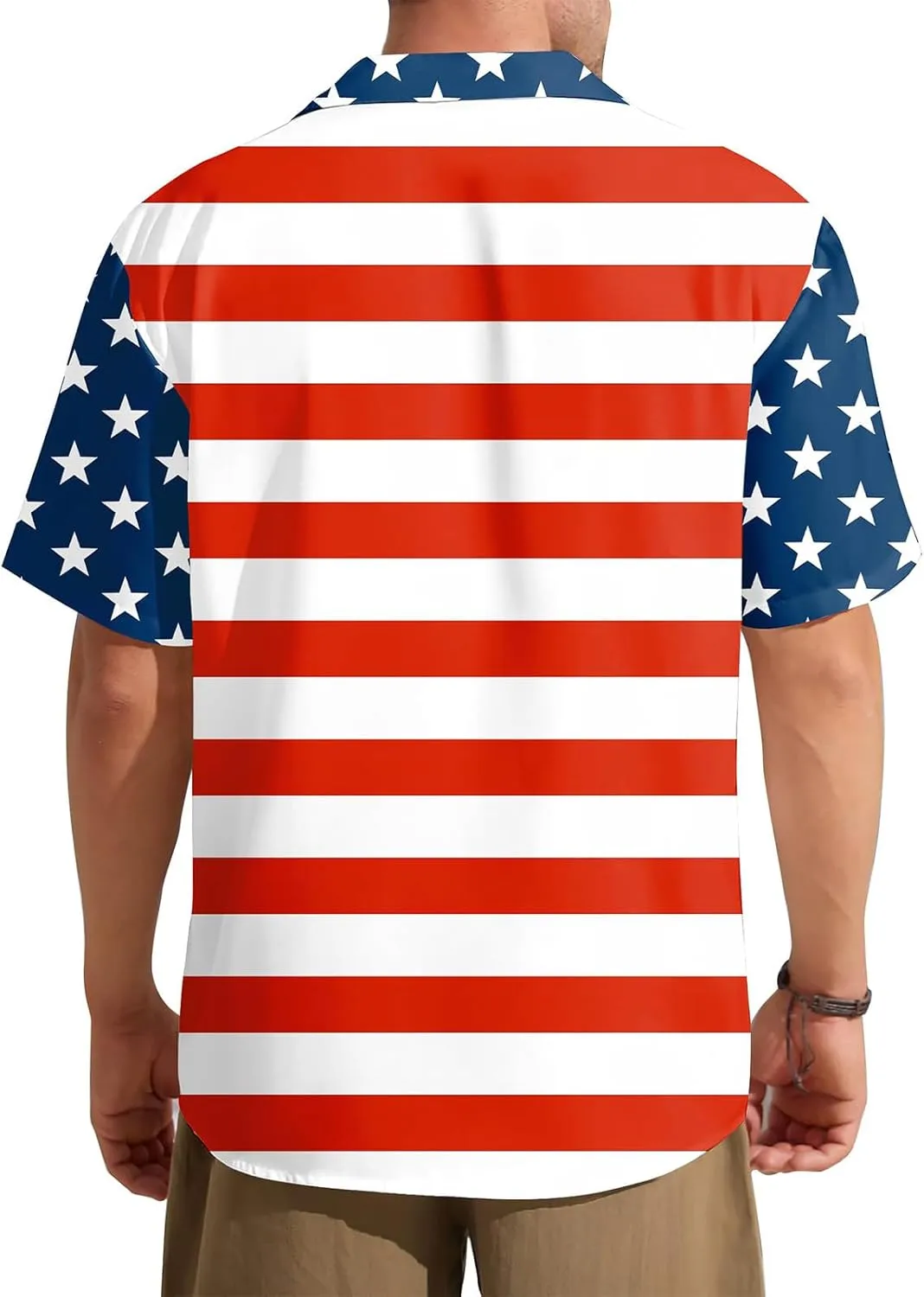 Mens Hawaiian Beach Polo Shirts American Flag Print Stylish Tops 4th of July Patriotic Shirt Summer Button Lapel Tops