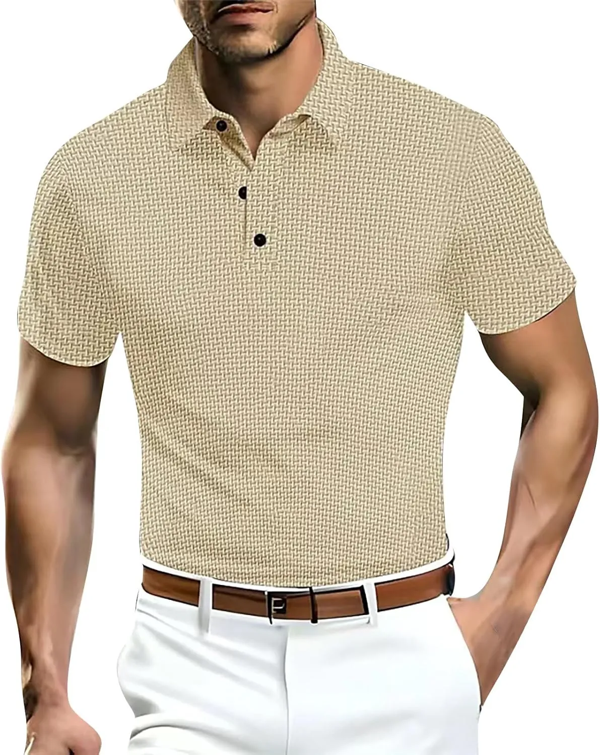Men's Mesh Polo Shirt Short Sleeve Solid Color Lapel Henley Shirt Quick Dry Stretch Training Gym Camping Hiking Travel Top