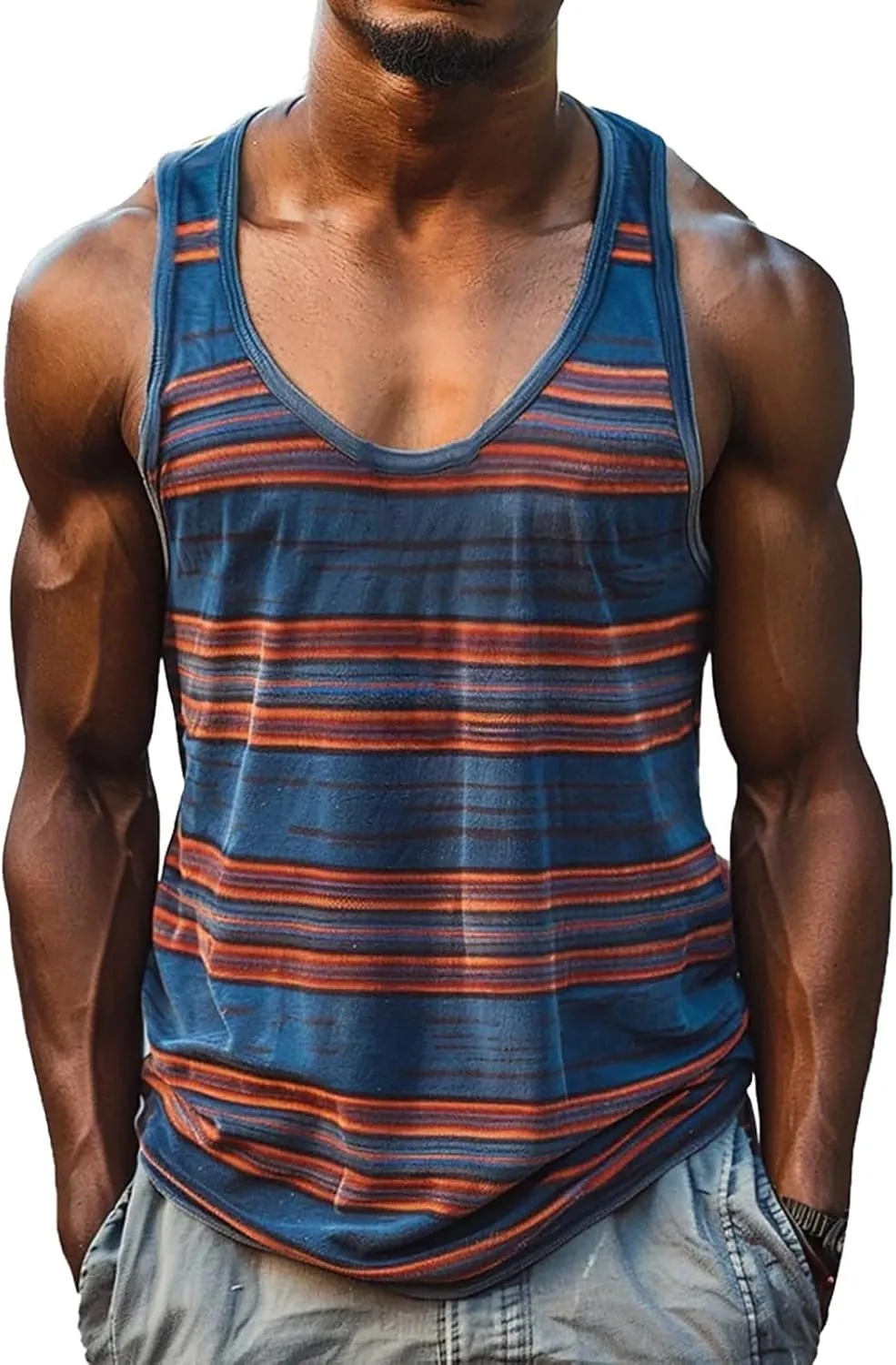 Men's Muscle Fit Tank Tops Sleeveless Summer Athletic Workout Bodybuilding Tees Casual Outdoor Running Basketball Top