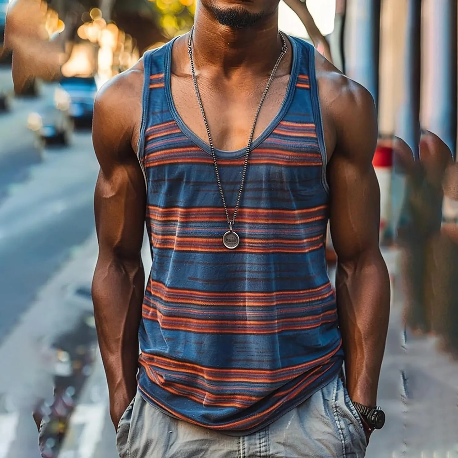 Men's Muscle Fit Tank Tops Sleeveless Summer Athletic Workout Bodybuilding Tees Casual Outdoor Running Basketball Top