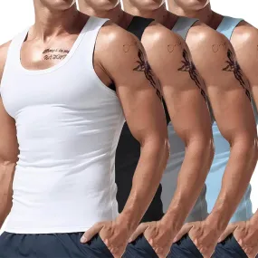 Mens Muscle Tank Tops Casual Gym Fitness Bodybuilding Athletic Sleeveless Shirts Slim Fit Cotton Big and Tall Tees