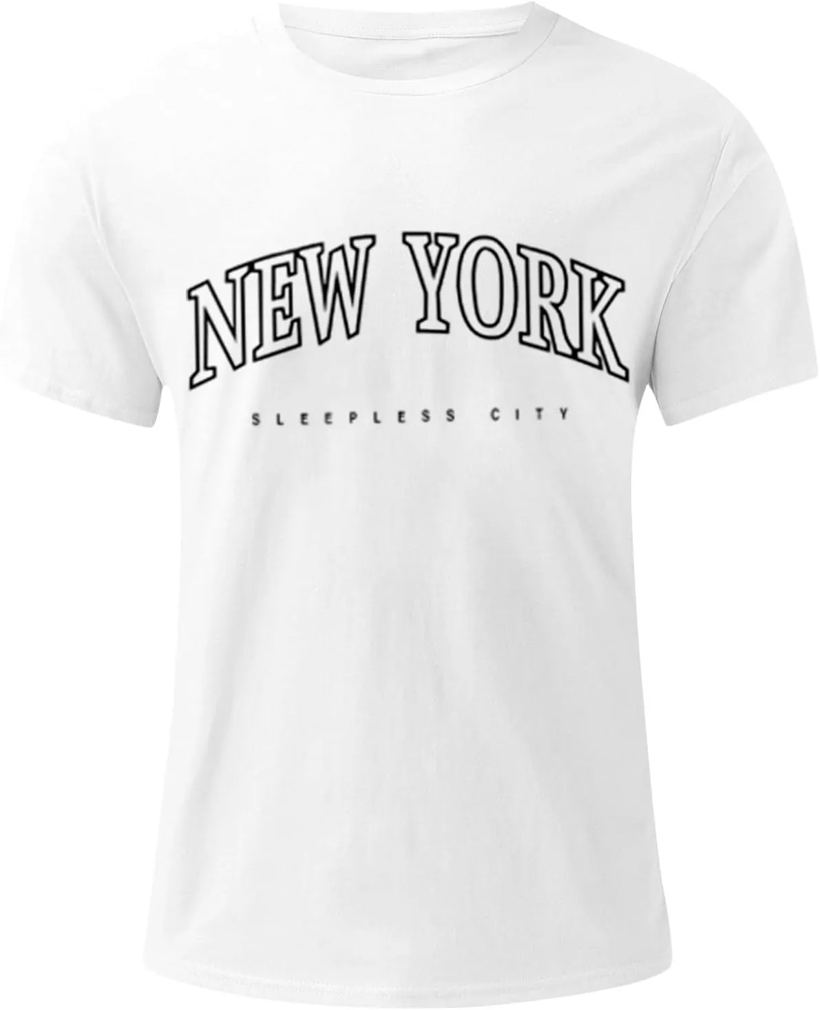 Men's Oversized Graphic Tees Short Sleeve New York Letter Print T-Shirt Summer Causal Crewneck Tee Tops