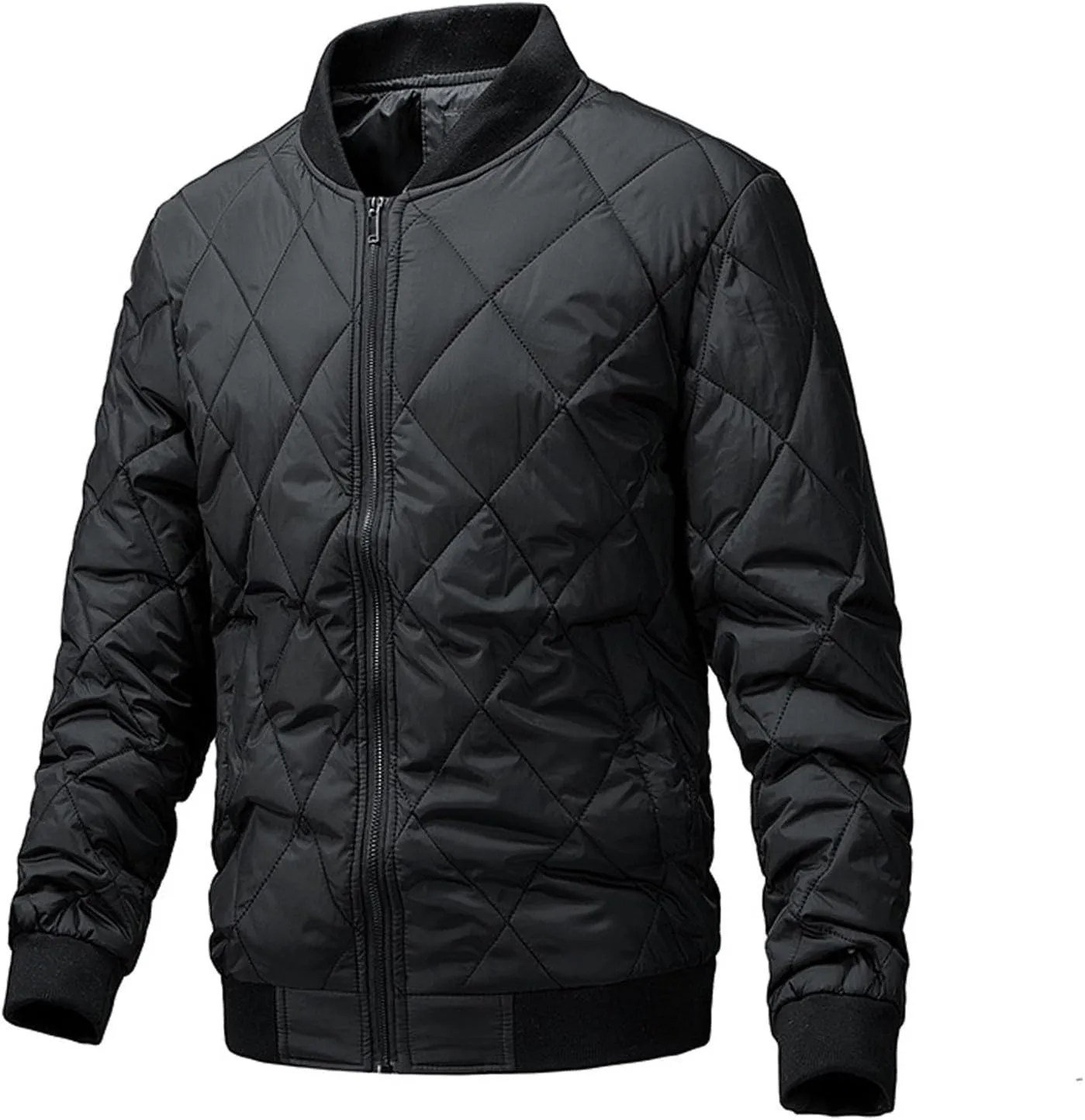 Men's Packable Down Jacket, Puffer Jacket Lightweight Warm Cotton Coat for Hiking Travel, Full Zip Up Thicken Coats