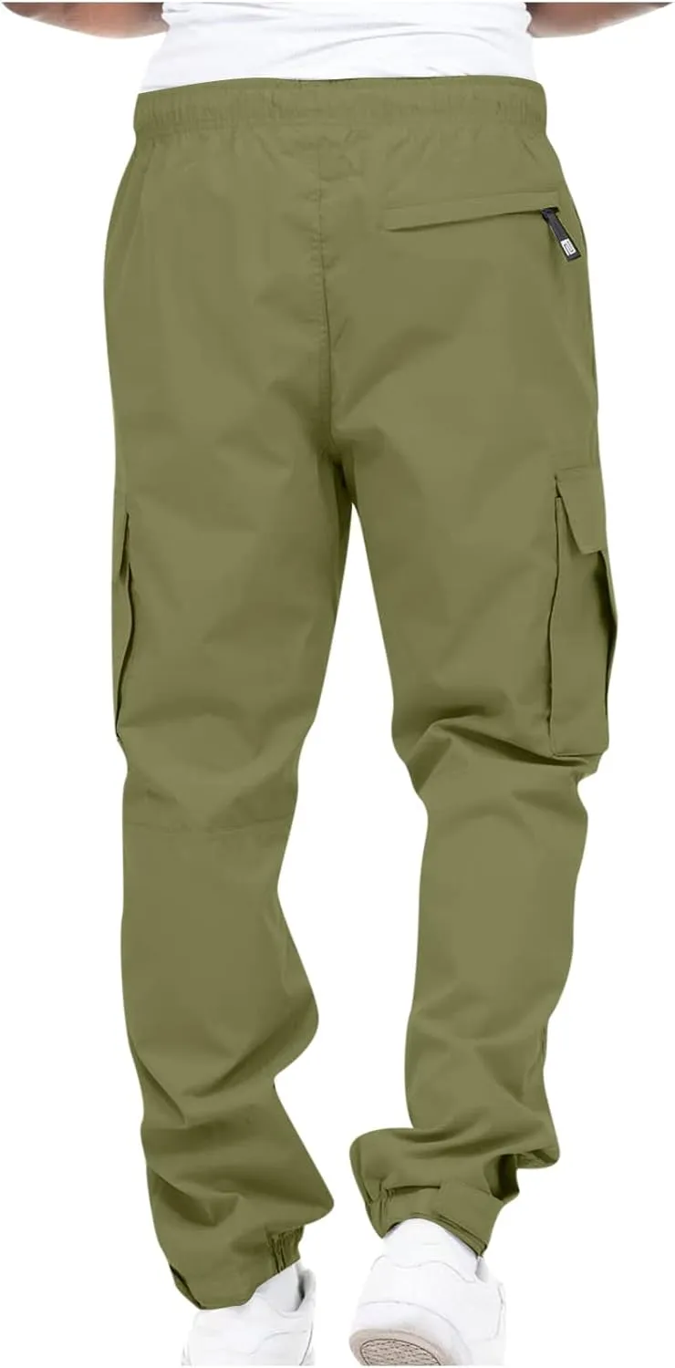 Men's Relaxed Fit Cargo Pants Baggy Straight Leg Pant Outdoor Sweatpants Loose Comfy Trousers Track Bottoms Plus Size