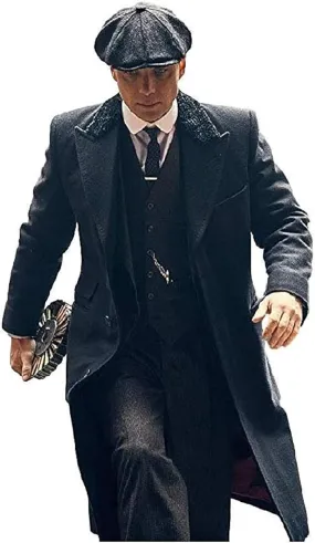 Men's Thomas Shelby Peaky Blinders Cillian Murphy Costume Wool Long Coat Overcoat