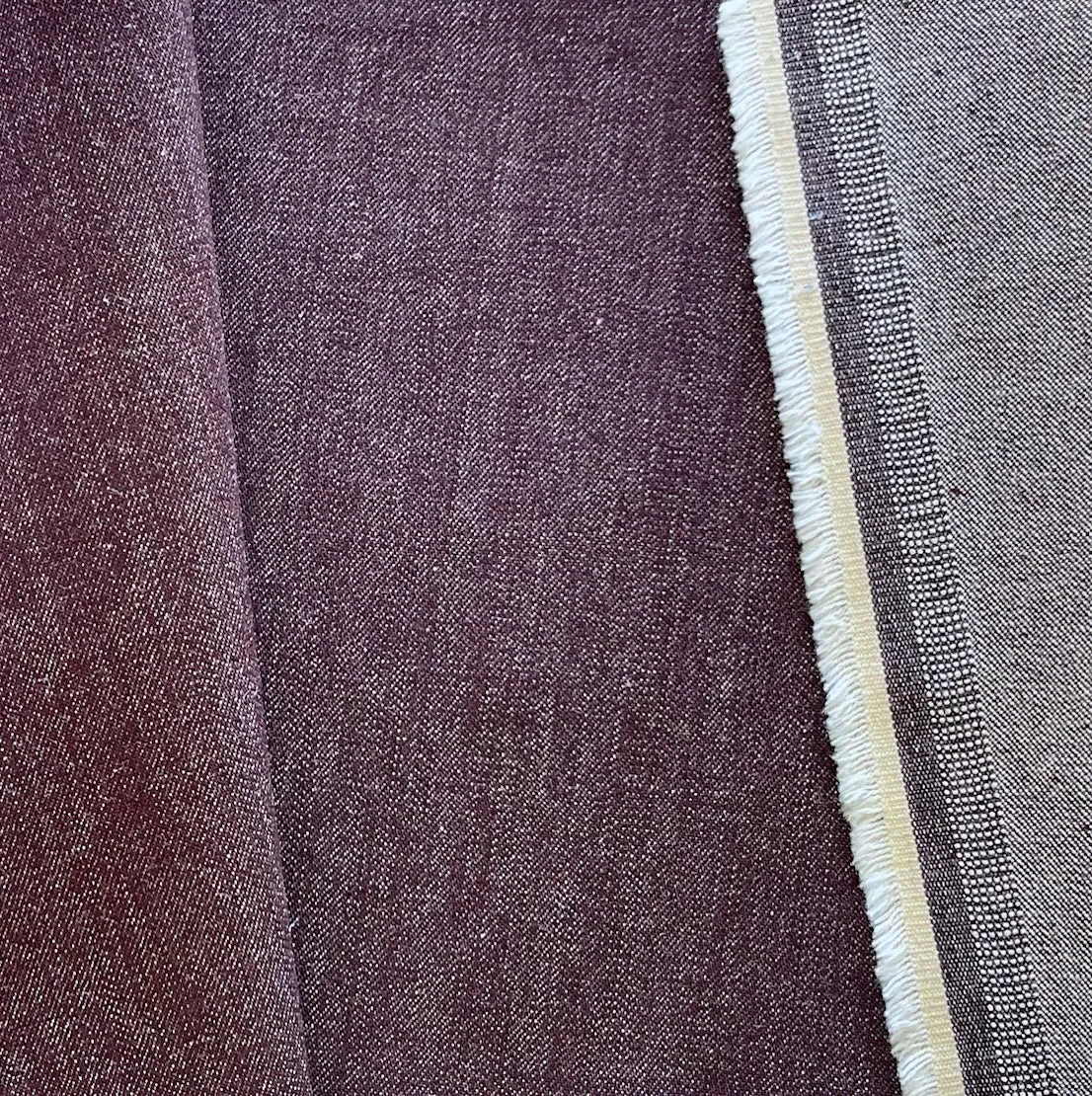 Mid-Weight Italian Plum Stretch Cotton Denim Twill (Made in Italy)