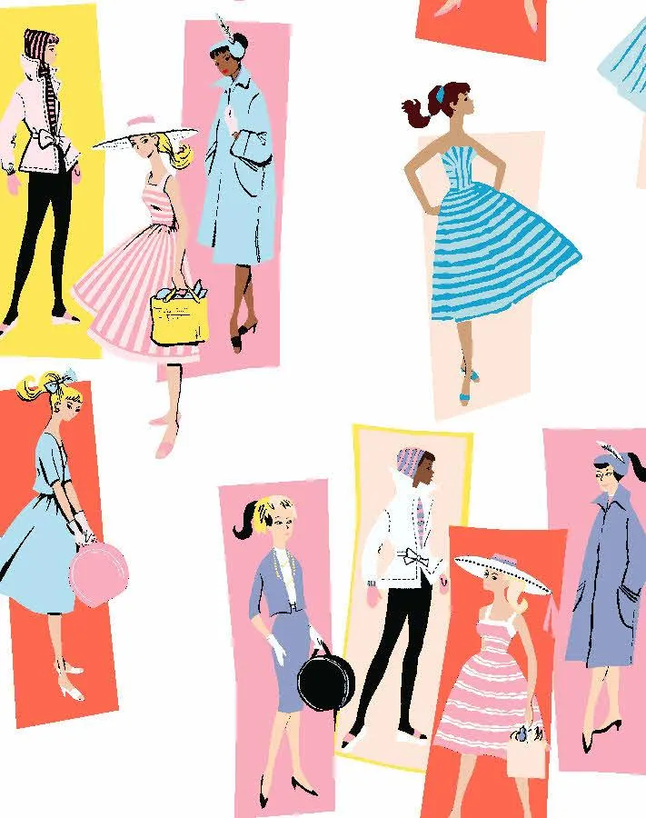 'Mod Shapes' Wallpaper by Barbie™ - Daffodil Persimmon