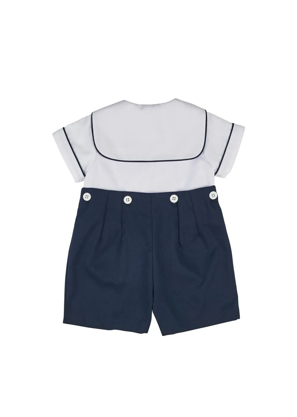 Navy Pique Button on Shortall