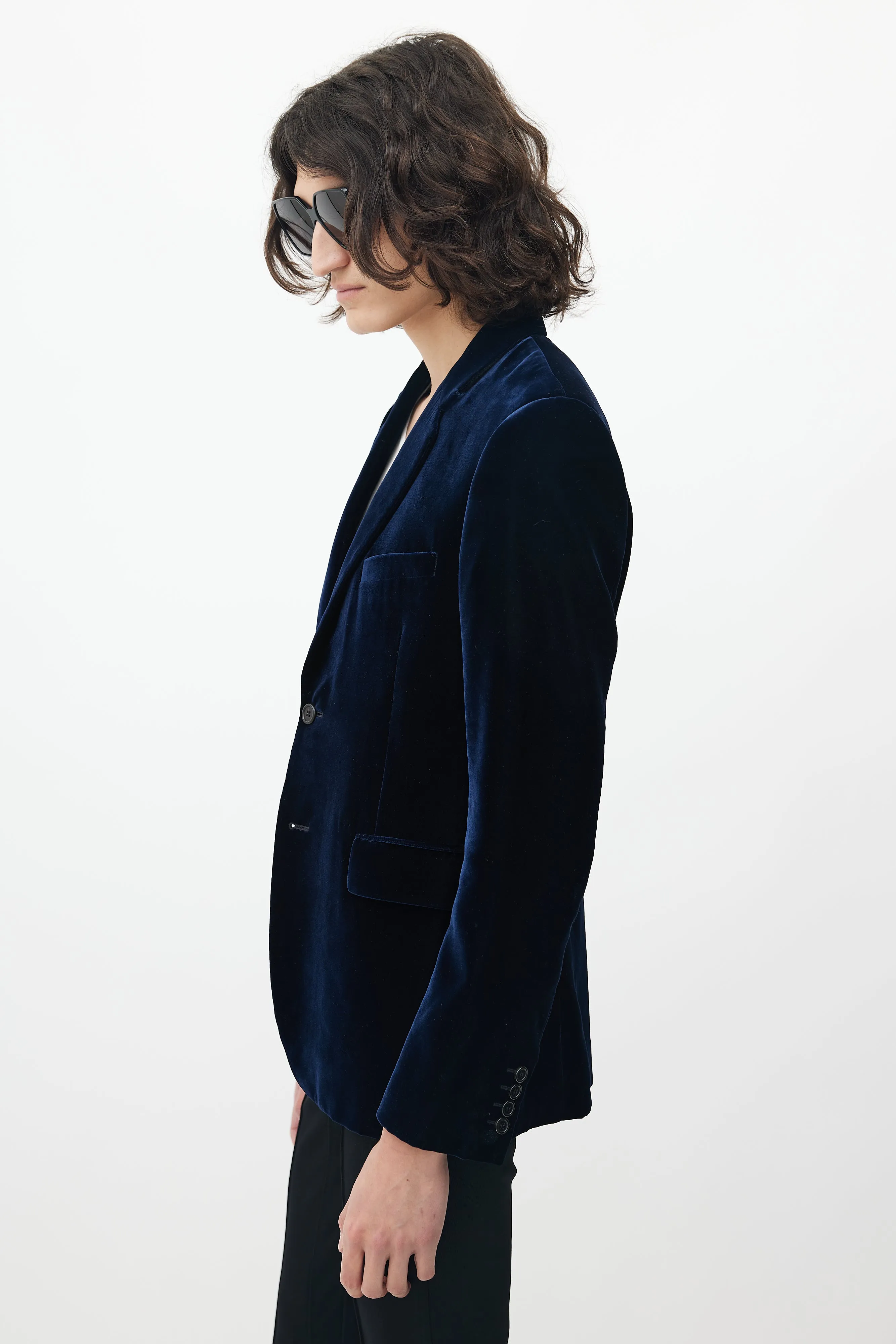Navy Velvet Blazer