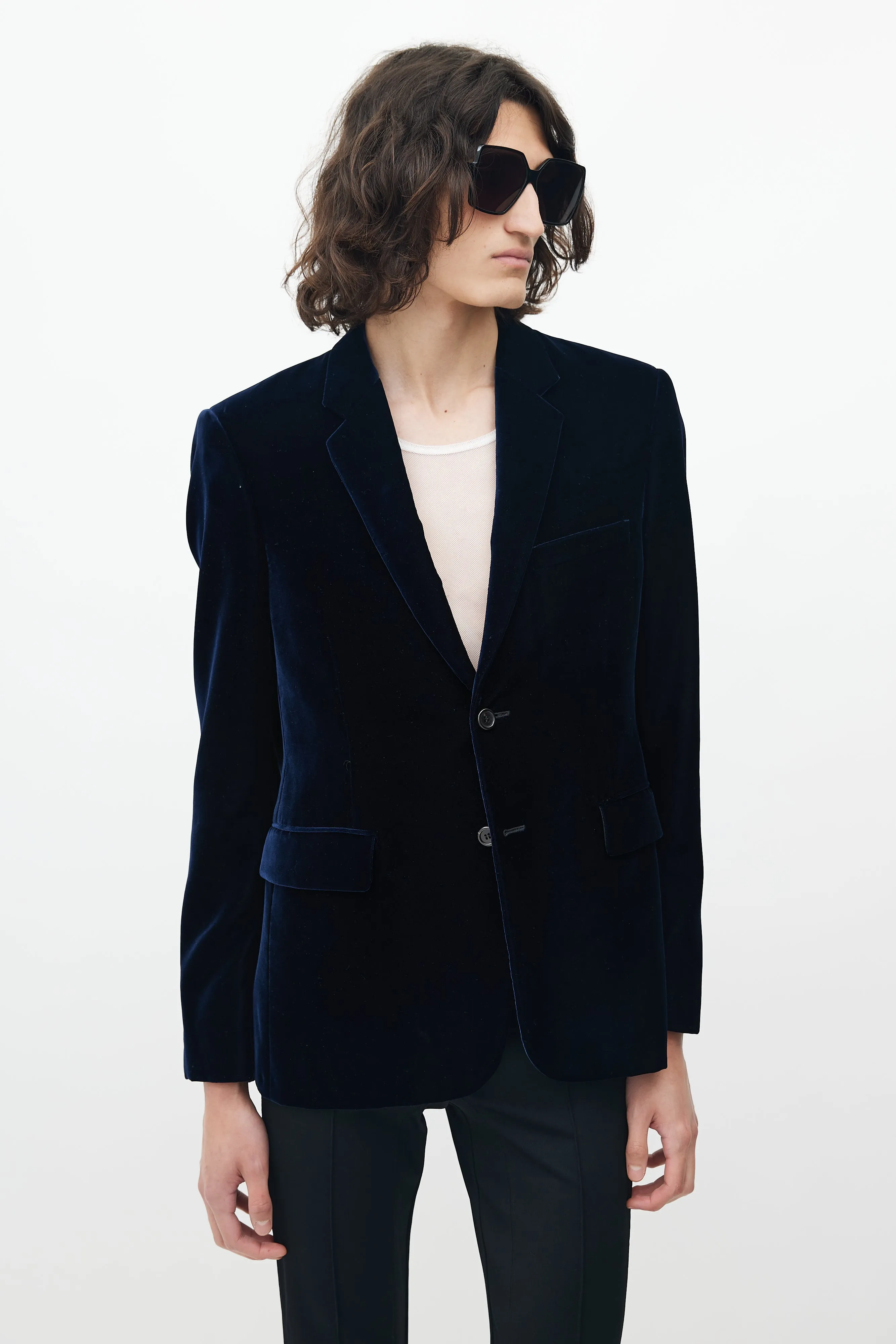 Navy Velvet Blazer