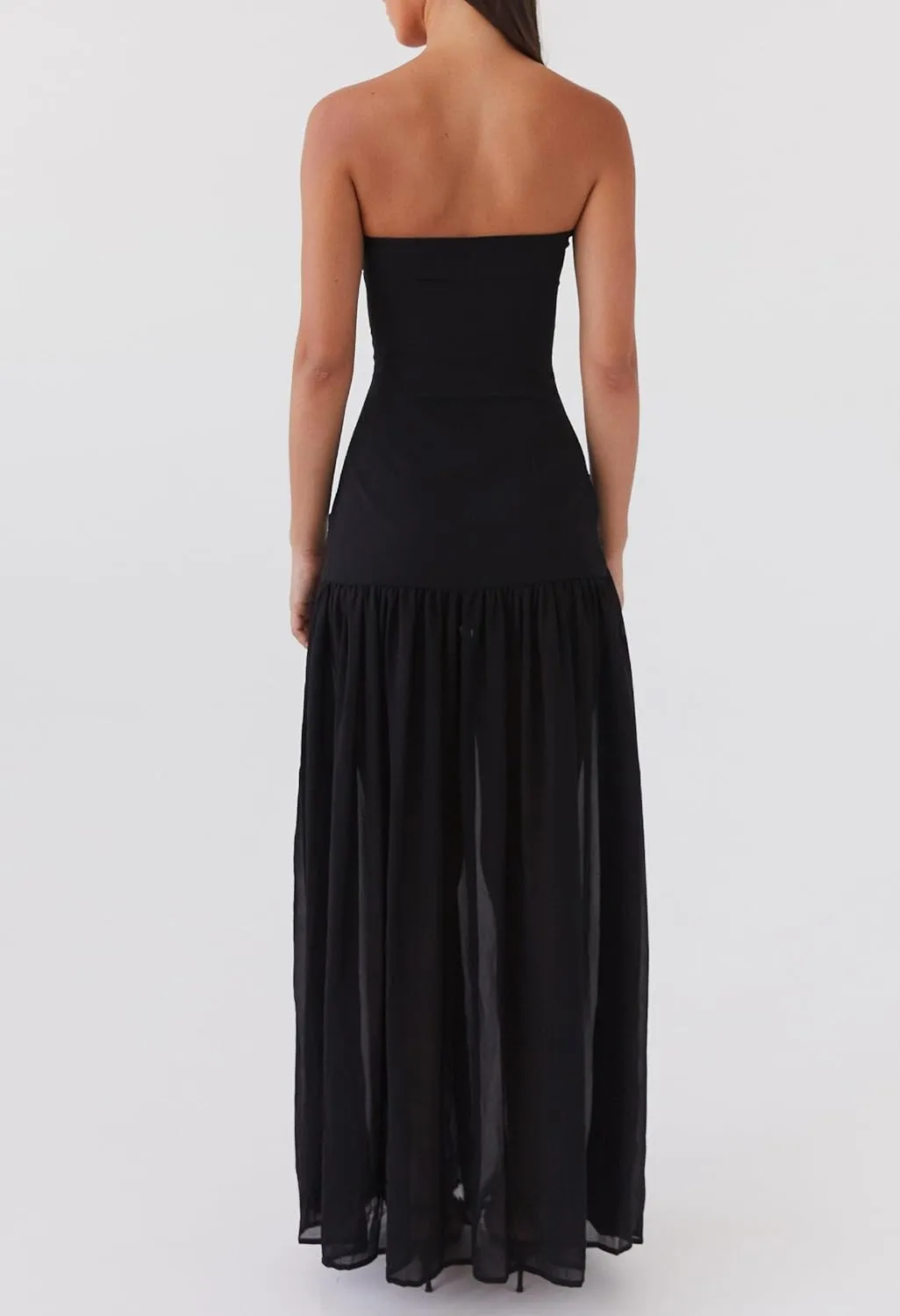NUFIWI Women Y2k Strapless Maxi Dress Drop Waist Tube Top Dresses High Slit Off Shoulder Sleeveless Flowy Long Dress