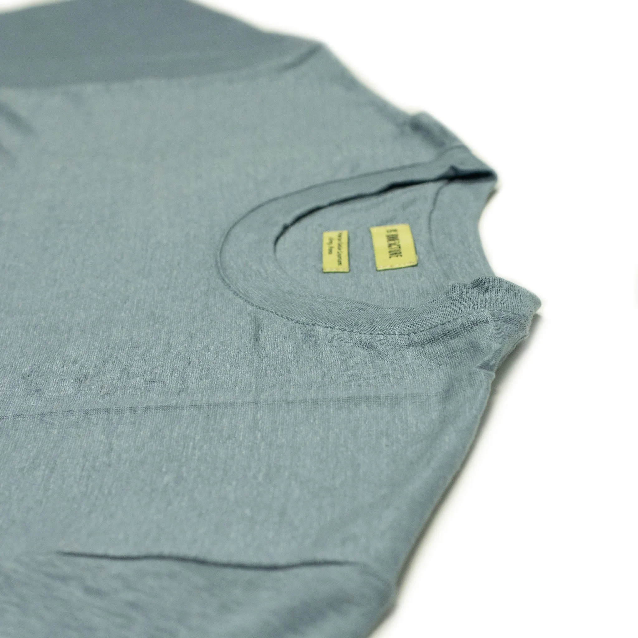Oversized pocket tee in smoke blue French linen jersey (restock)