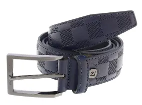 Pierre Cardin Blue Textured Checkered Classic Buckle Adjustable Adjustable Mens Belt-