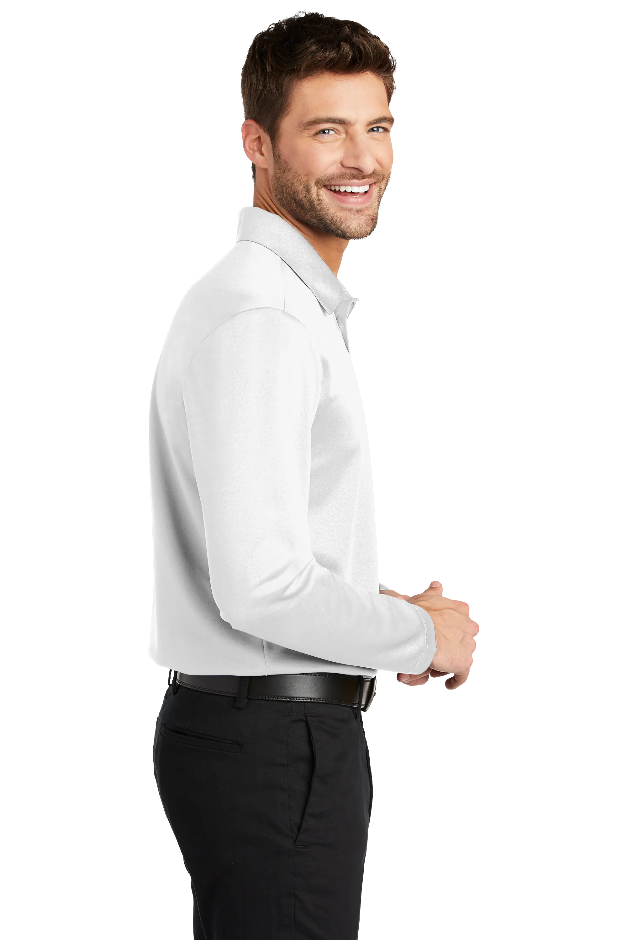 Port Authority® Silk Touch™ Performance Long Sleeve Polo - White