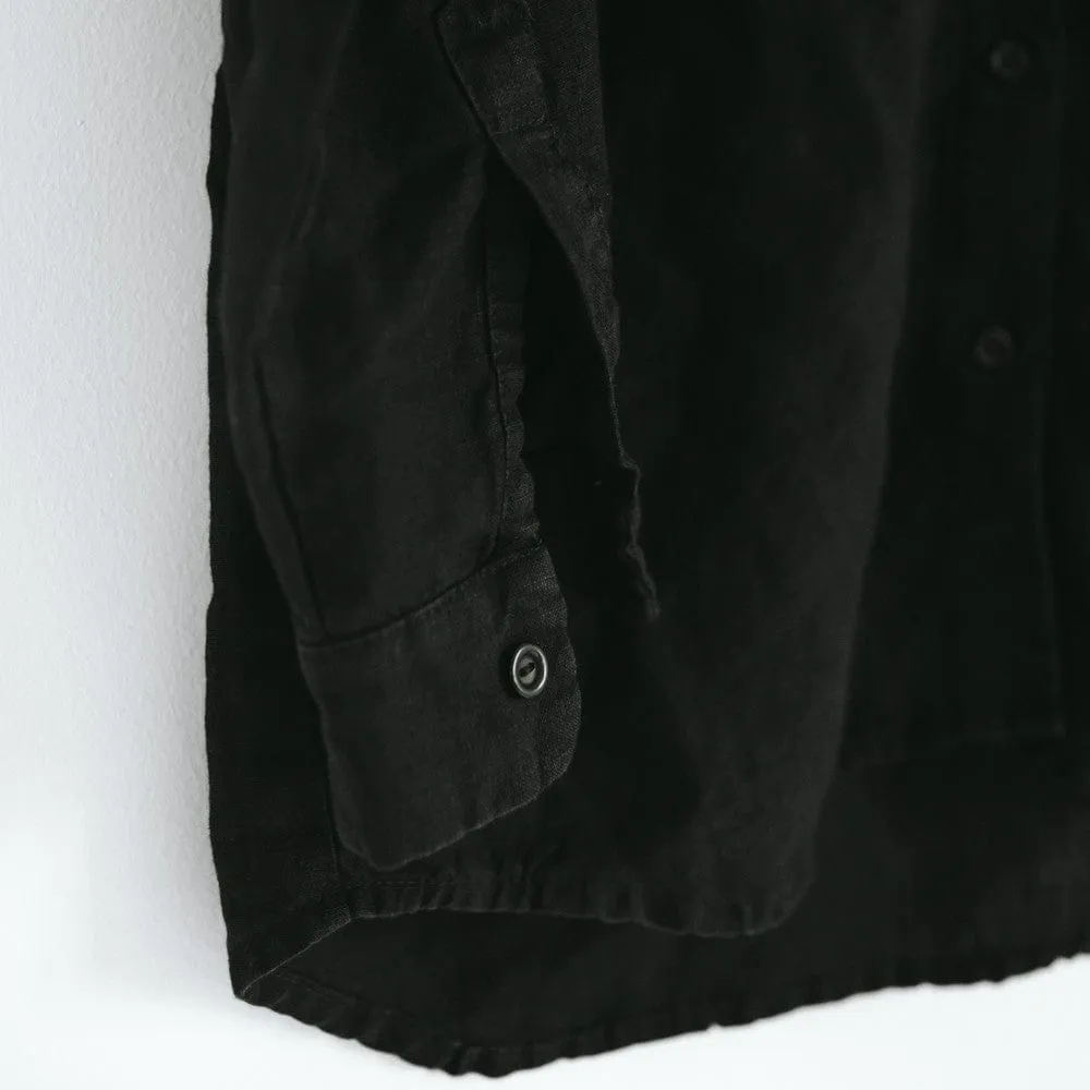 Seaside Tones Linen Long Sleeve Shirt - Black