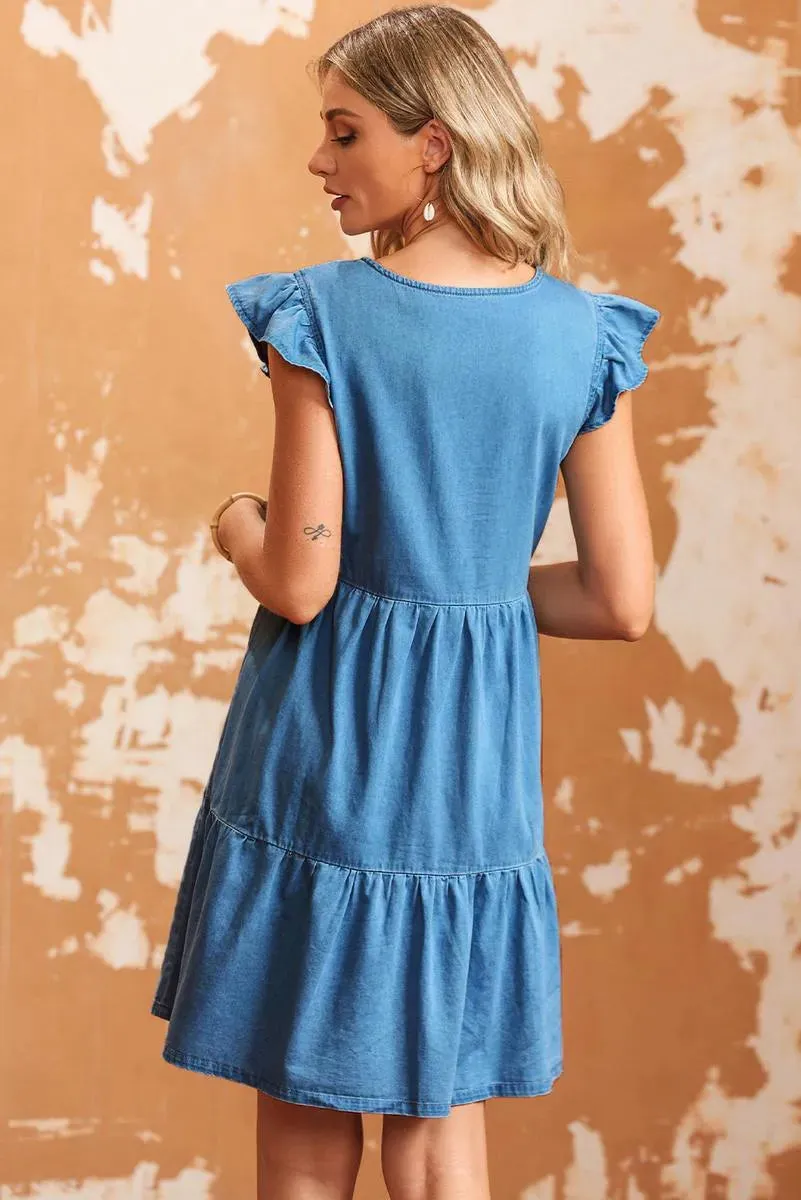 Shop Now for the Ultimate Denim Blue A-Line Chambray Dress