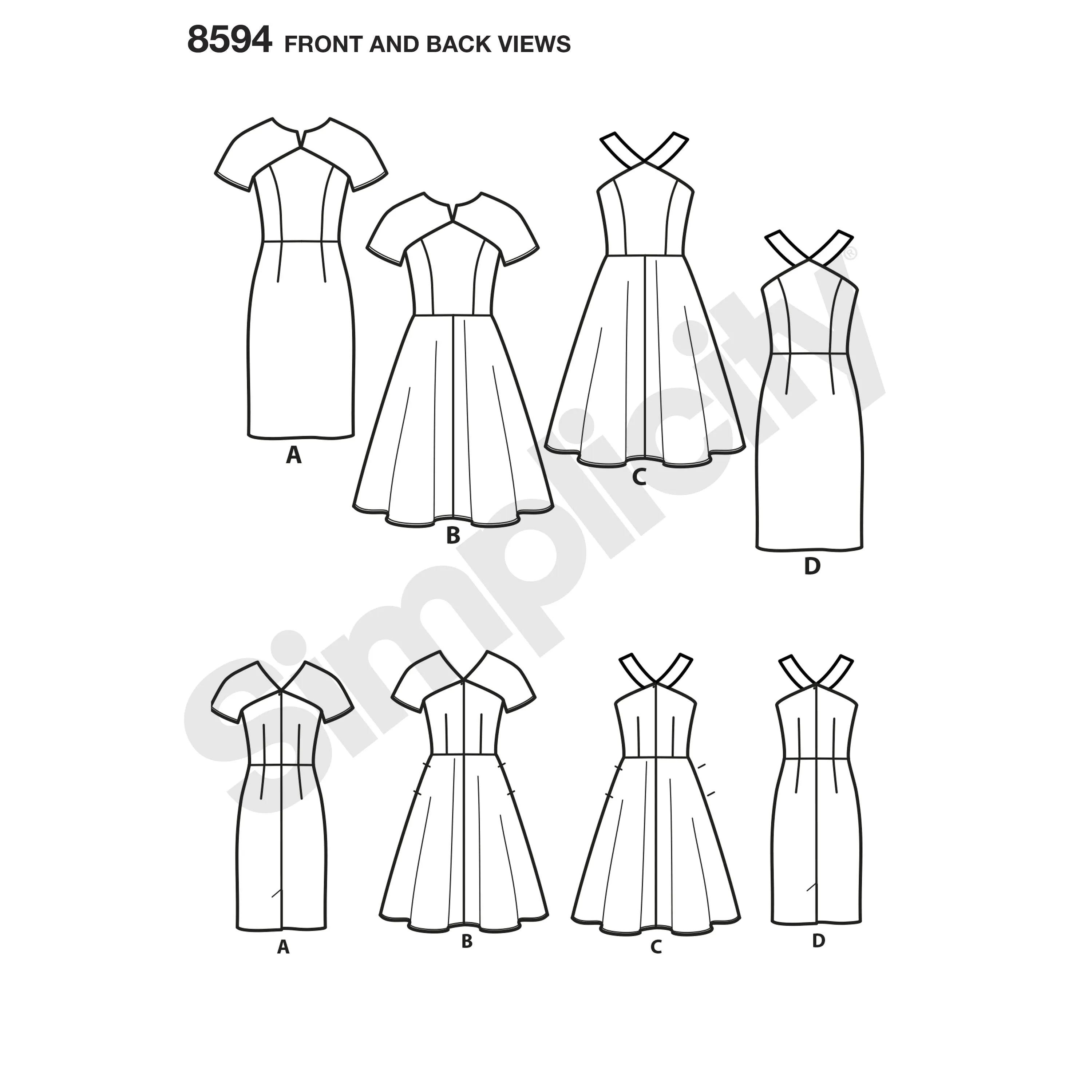 Simplicity Pattern 8594 Women's and Miss petite dresses