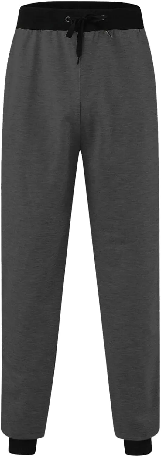 Sweatpants for Men,Men's Winter Fleece Lined Stretch Sweat Pants Zipper Pocket Elastic Waist Outdoor Athletic Pants