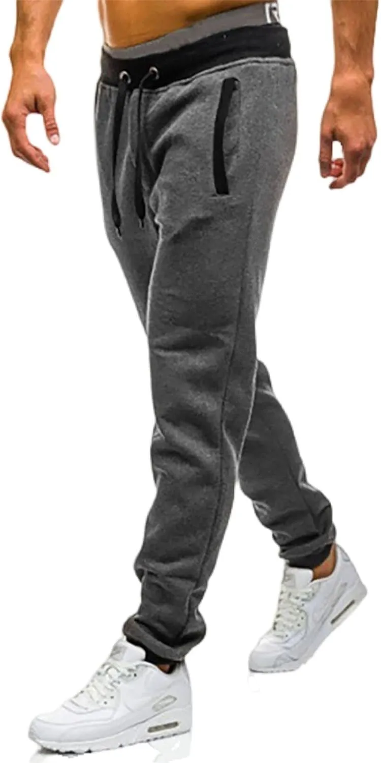 Sweatpants for Men,Men's Winter Fleece Lined Stretch Sweat Pants Zipper Pocket Elastic Waist Outdoor Athletic Pants