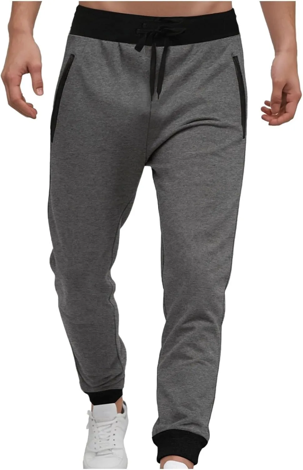 Sweatpants for Men,Men's Winter Fleece Lined Stretch Sweat Pants Zipper Pocket Elastic Waist Outdoor Athletic Pants