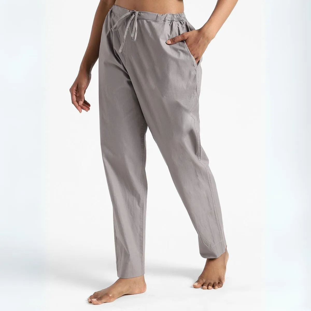 Taupe Slim Fit Pants For Women | Cotton | Everyday Wear