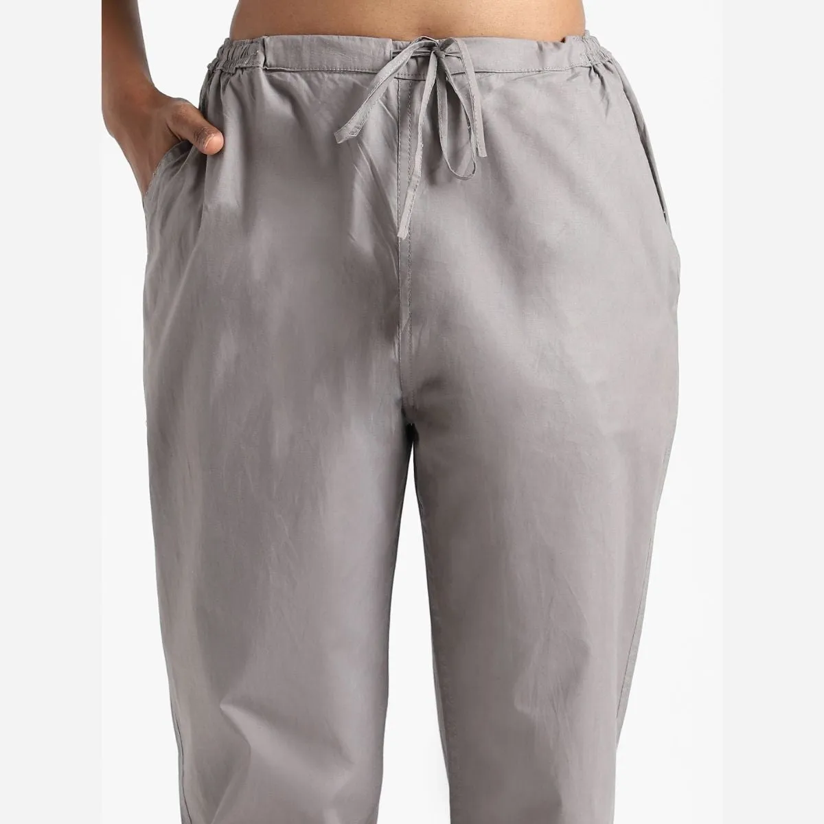 Taupe Slim Fit Pants For Women | Cotton | Everyday Wear