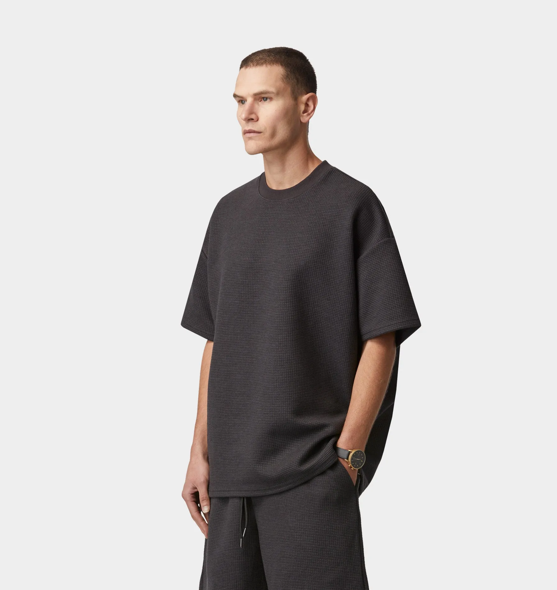Textured Heavy Box Tee - Charcoal