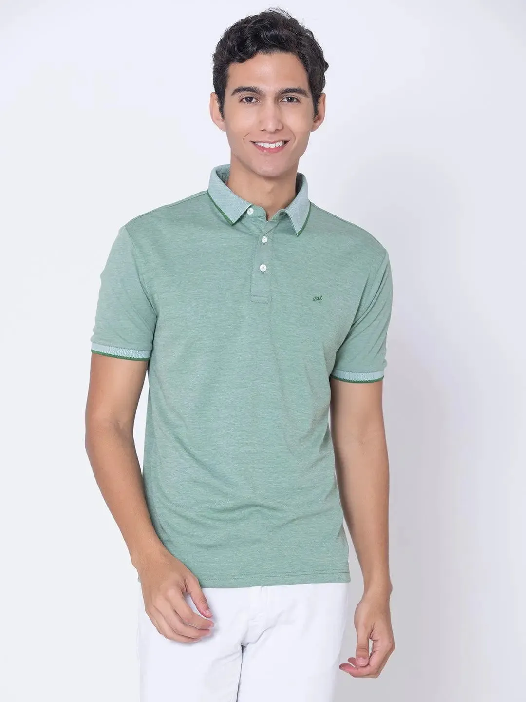 Textured Polo Pastel Green Shirt