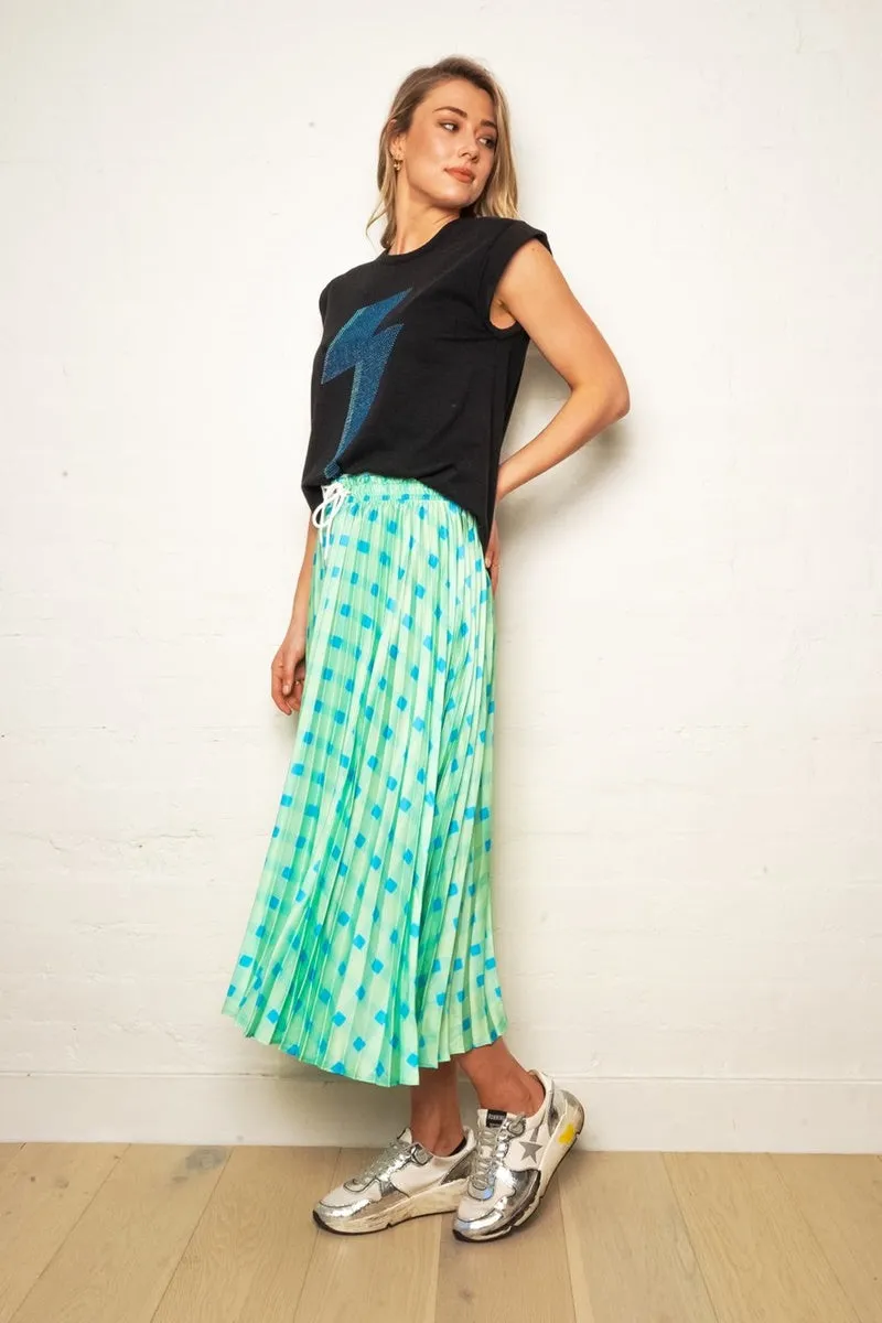 The Others - The Gingham Pleat Skirt - Lime Gingham