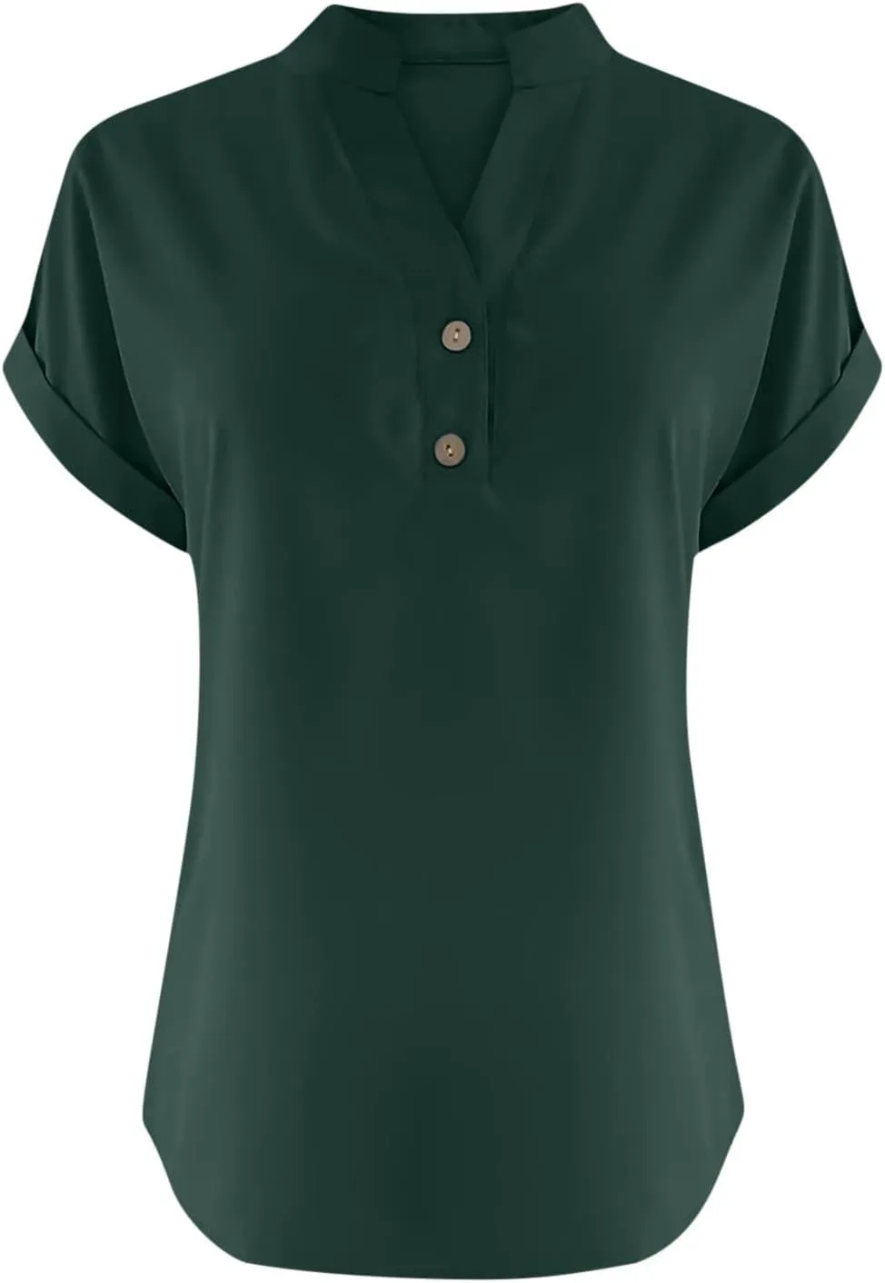 Womens Cotton Linen Tops Button V-Neck Tunic Shirts 2025 Summer Fashion Outfit Dressy Casual Short Sleeve Blouses