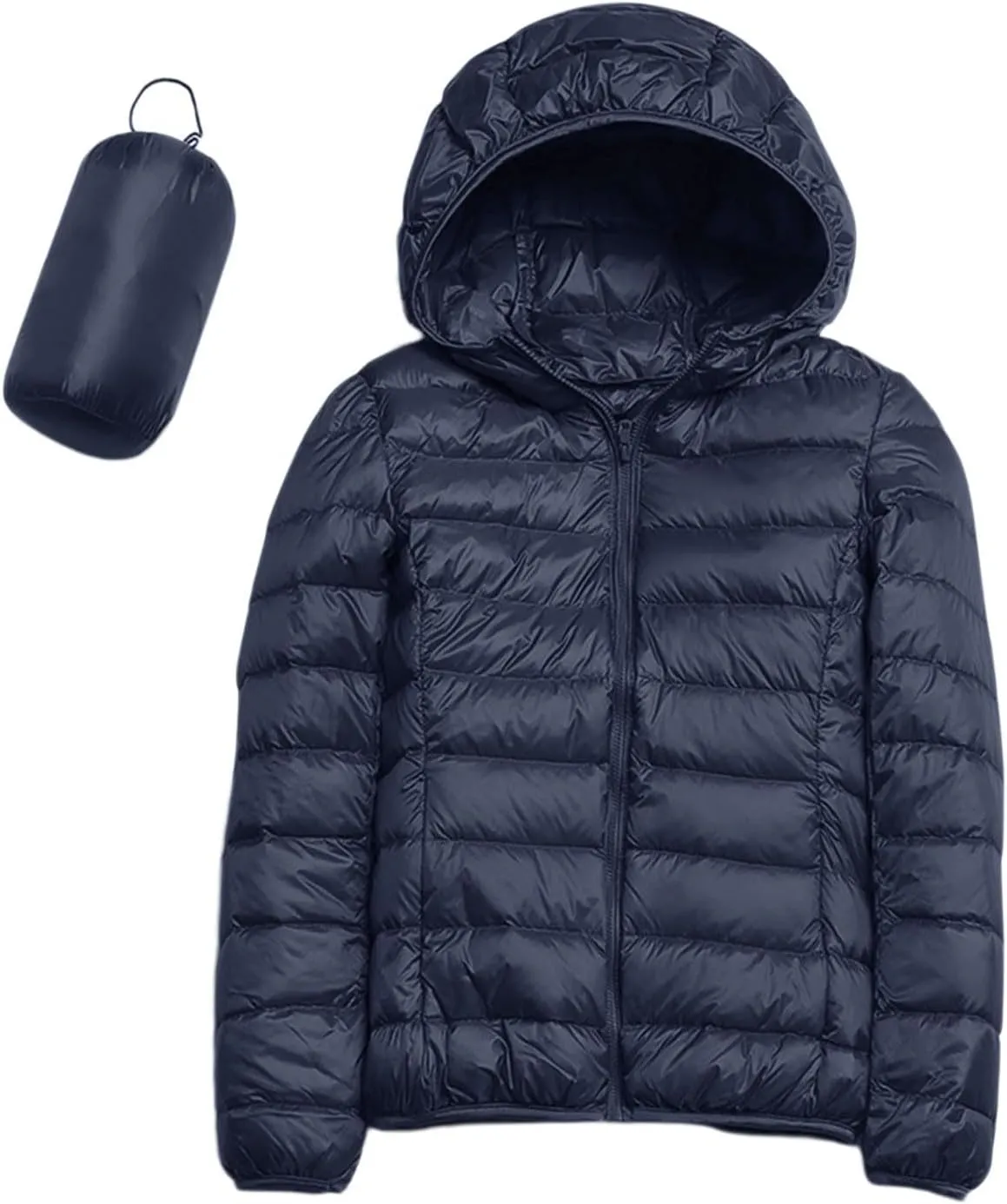 Womens Hooded Jacket Short Down Coat Hooded Packable Puffer Jacket Lightweight Warm Puffy Quilted Coat