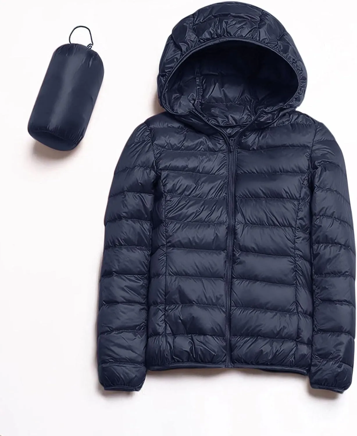 Womens Hooded Jacket Short Down Coat Hooded Packable Puffer Jacket Lightweight Warm Puffy Quilted Coat