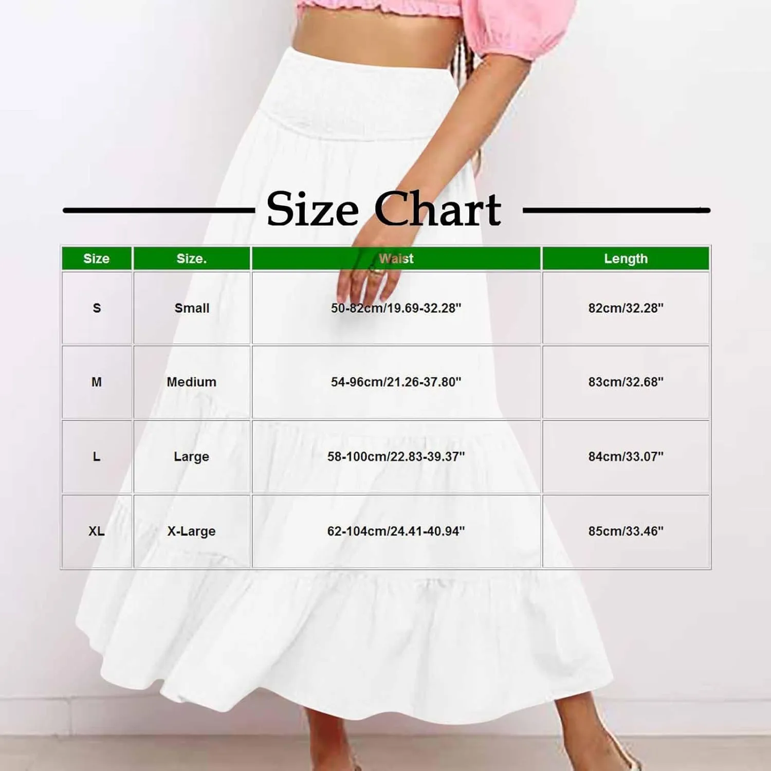 Womens Long Maxi Skirts 2025 Trendy Flowy Swing Tiered A-Line Skirt Summer Elastic High Waist Solid Boho Beach Outfit