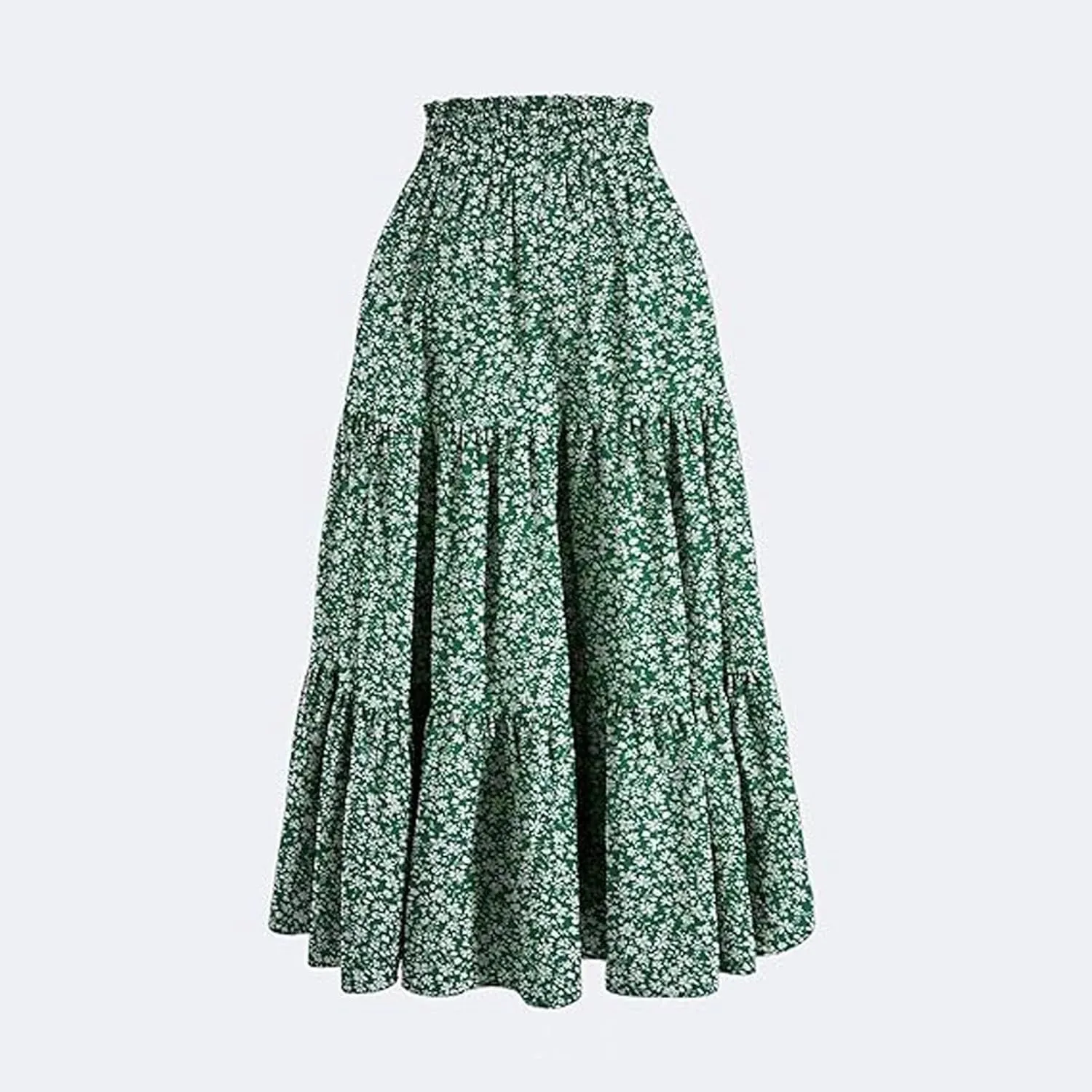Women's Smocked High Waist Maxi Boho Skirts Casual Beach Vacation Long Skirt with Pockets A-Line Flowy Swing Skirts