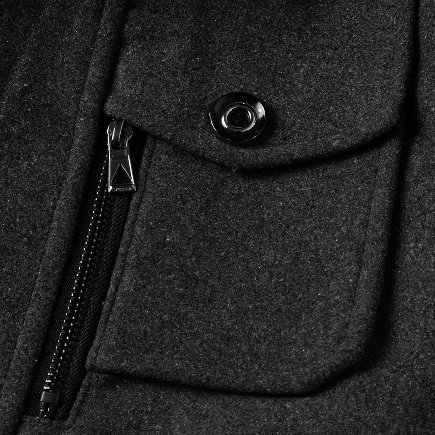 Wool Blend Pea Coat for Men Single Breasted Notched Lapel Jackets Double Layer Winter Windproof Trench Coat Overcoat