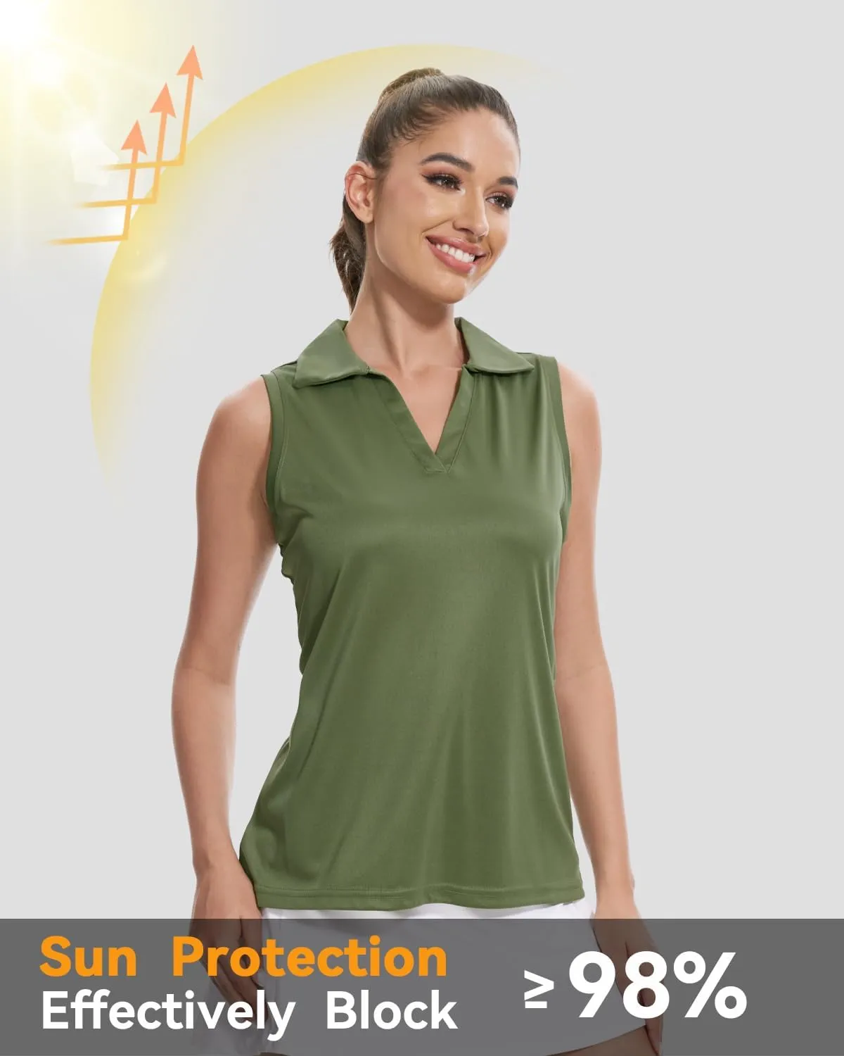 Xelky Sleeveless V Neck Polo Shirts for Women Quick Dry Collared Golf Shirts Athletic Lightweight Tennis Tank Tops