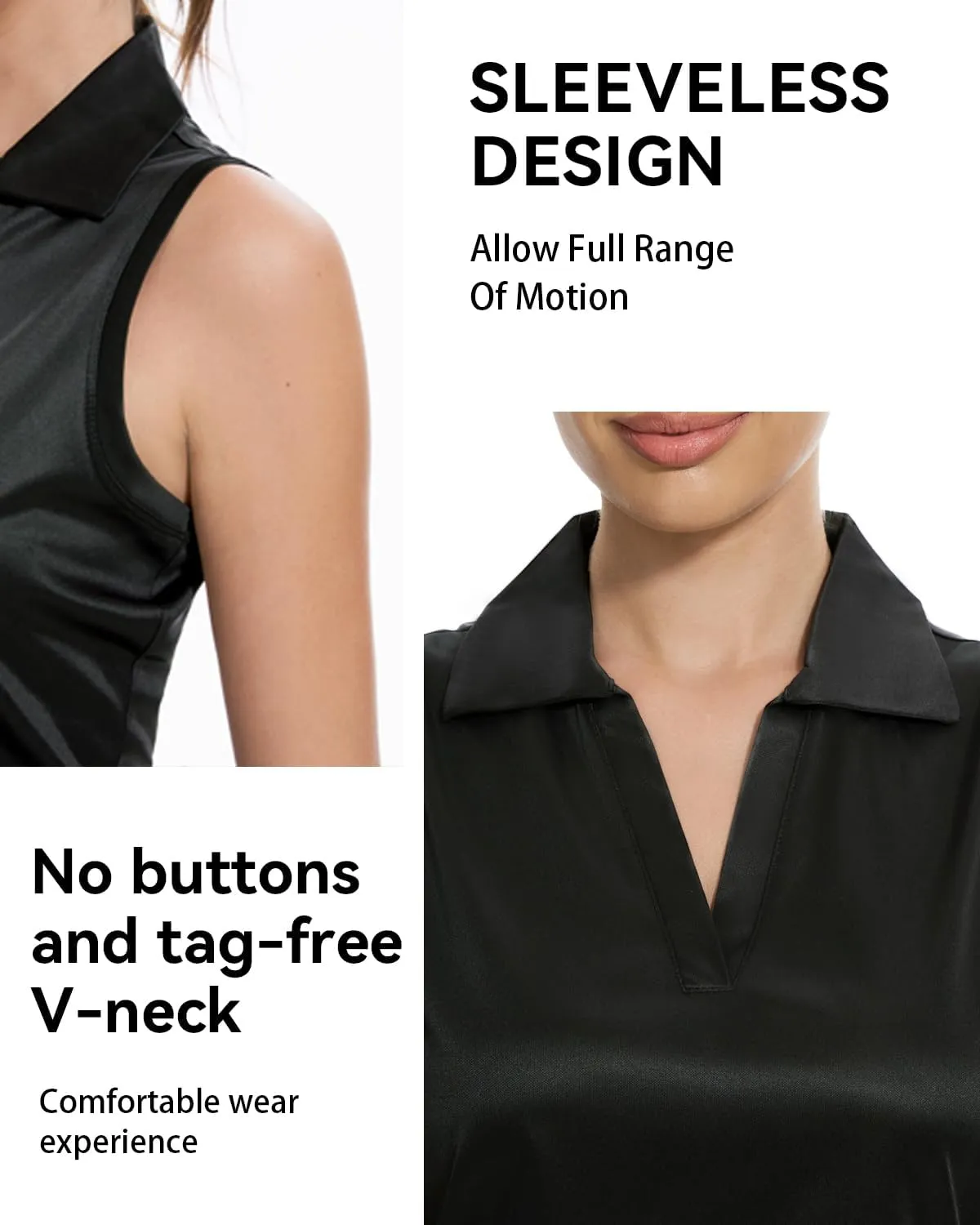 Xelky Sleeveless V Neck Polo Shirts for Women Quick Dry Collared Golf Shirts Athletic Lightweight Tennis Tank Tops