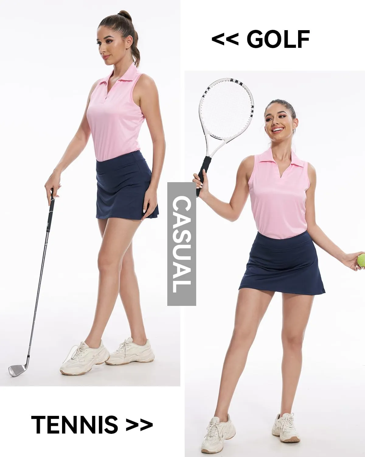 Xelky Sleeveless V Neck Polo Shirts for Women Quick Dry Collared Golf Shirts Athletic Lightweight Tennis Tank Tops