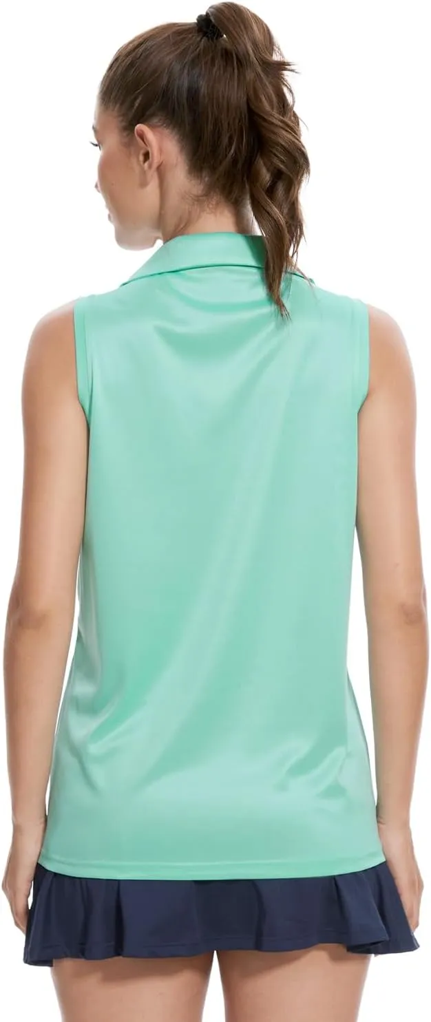 Xelky Sleeveless V Neck Polo Shirts for Women Quick Dry Collared Golf Shirts Athletic Lightweight Tennis Tank Tops