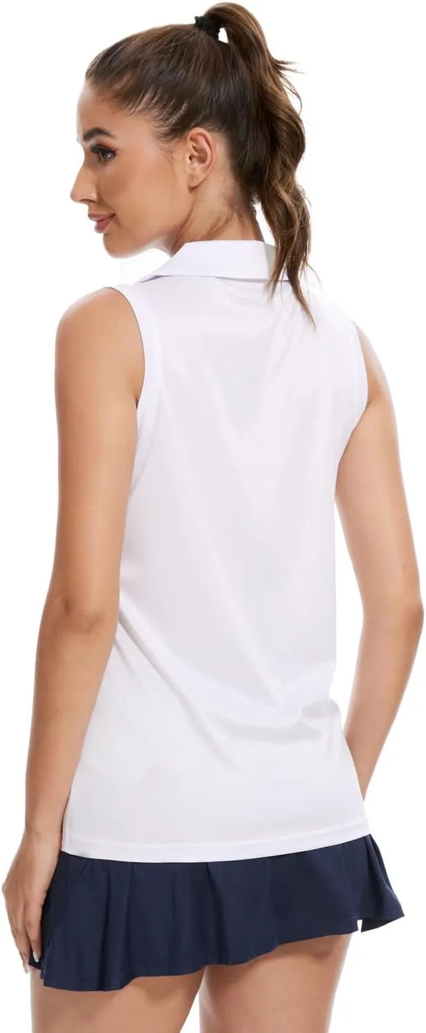 Xelky Sleeveless V Neck Polo Shirts for Women Quick Dry Collared Golf Shirts Athletic Lightweight Tennis Tank Tops